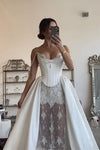 Off The Shoulder Wedding Dress Lace Satin Bespoke Bridal Gown