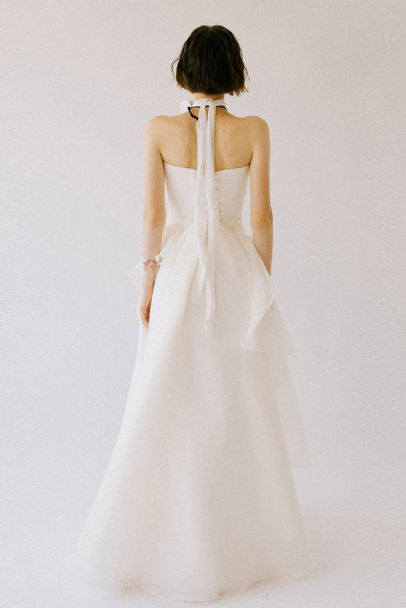 Strapless A Line Organza Simple Wedding Dress