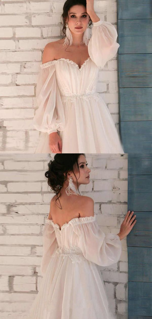 Bohemian Long Chiffon Off The Shoulder Wedding Dress – TANYA BRIDAL Bohemian Long Chiffon Off The Shoulder Wedding Dress – TANYA BRIDAL