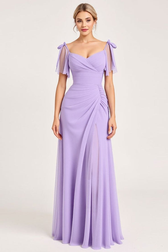 Sweetheart A Line Long Chiffon Bridesmaid Dress Floor Length