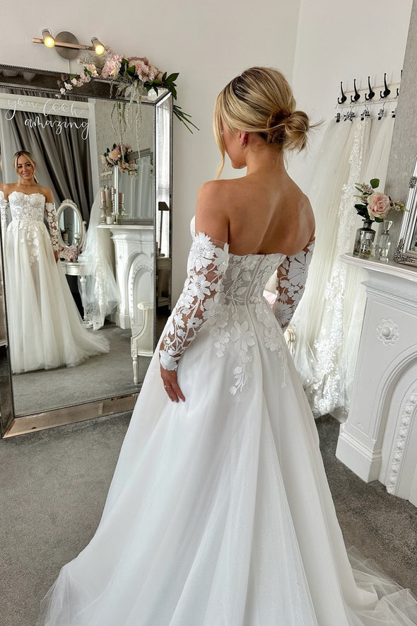 #DZ9306 Romantic Lace Wedding Dress A Line