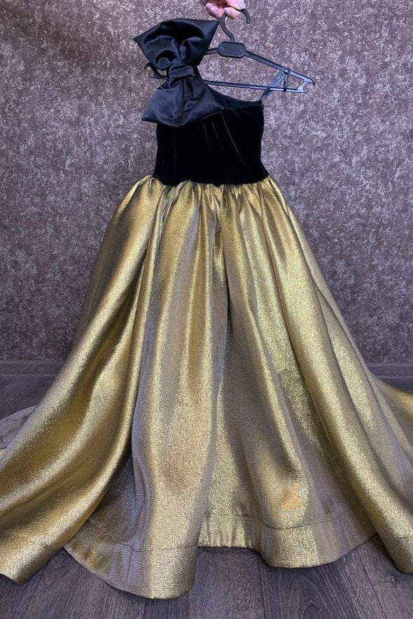 #DZ9407 Luxyry Black And Gold Girl Dress