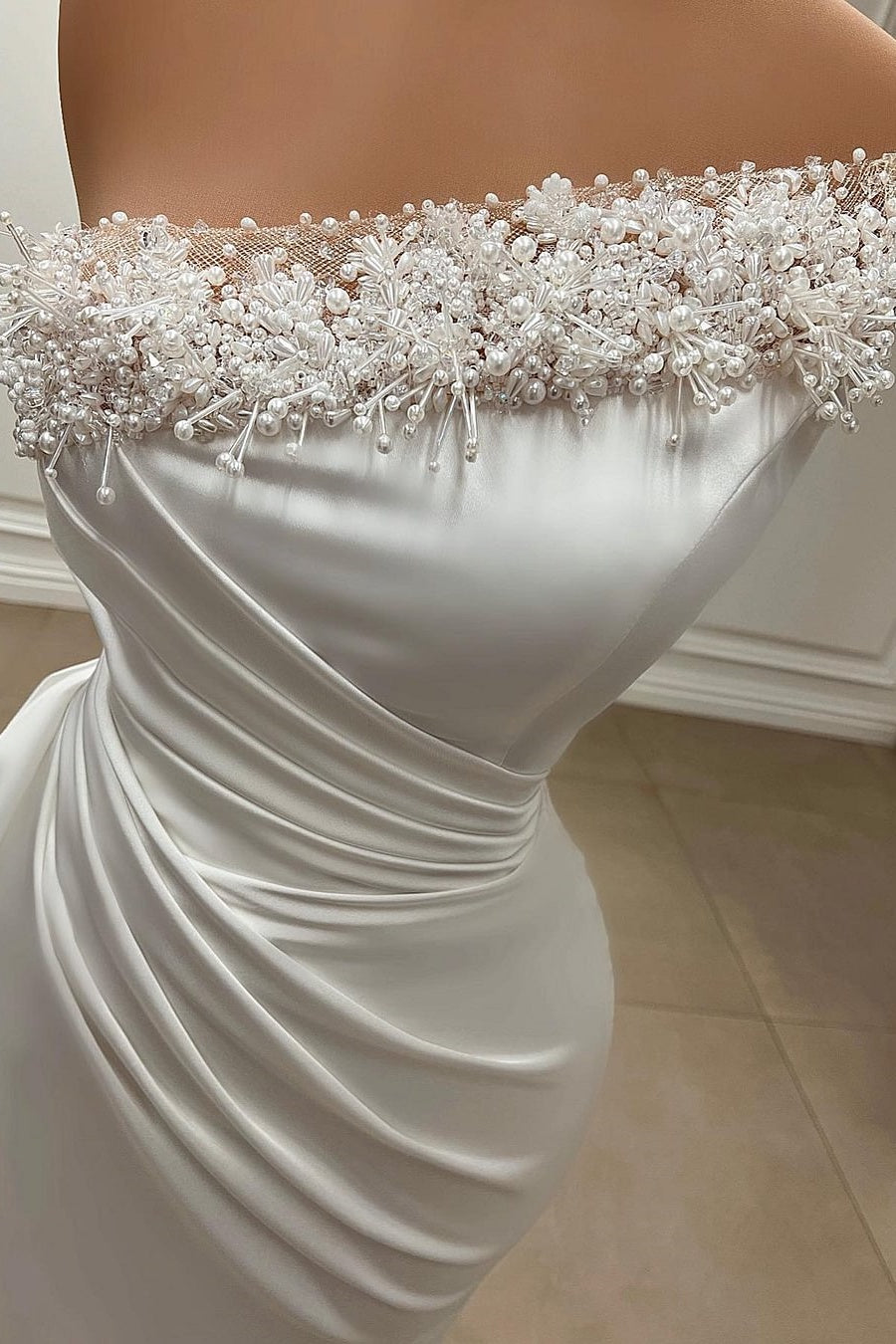 Modest Wedding Dress Beads Sheath Bridal Gown – TANYA BRIDAL