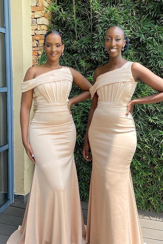 champagne mermaid bridesmaid dresses Sexy Long Sleeves Champagne Mermaid Long Bridesmaid Dress