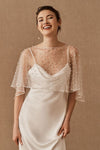 Simple Long Wedding Dress With Pearl Cape 242241355