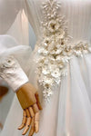 Muslim Satin Wedding Dress 3D Flower A Line