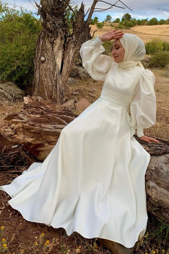 Simple Long Wedding Dress Modest Style