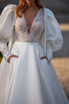 Splendid Wedding Jacket, Long Wrap With Puffed Sleeves ZJ090