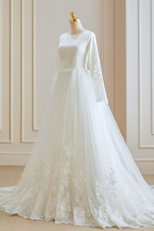 Classic Modest Ball Gown Muslim Wedding Dress TANYA BRIDAL Classic Modest Ball Gown Muslim Wedding Dress TANYA BRIDAL