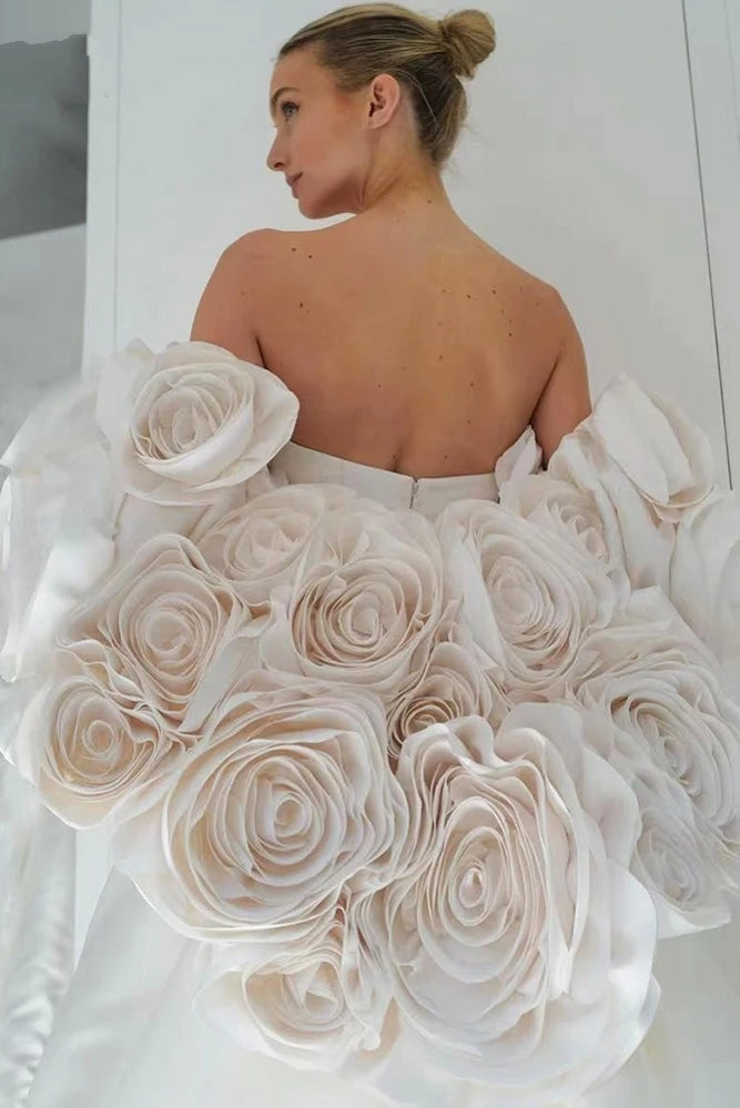 Romantic Mermaid Wedding Dress With Detachable Rose Flower Cape TANYA BRIDAL Romantic Mermaid Wedding Dress With Detachable Rose Flower Cape TANYA BRIDAL