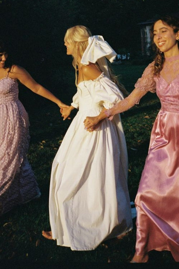 Off The Shoulder A Line Taffeta Long Wedding Dress