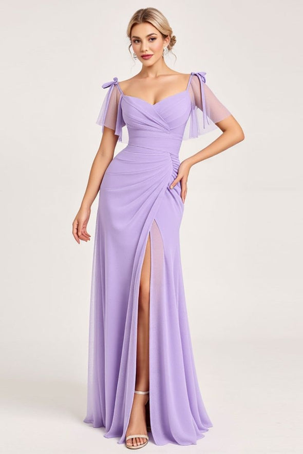 Sweetheart A Line Long Chiffon Bridesmaid Dress Floor Length