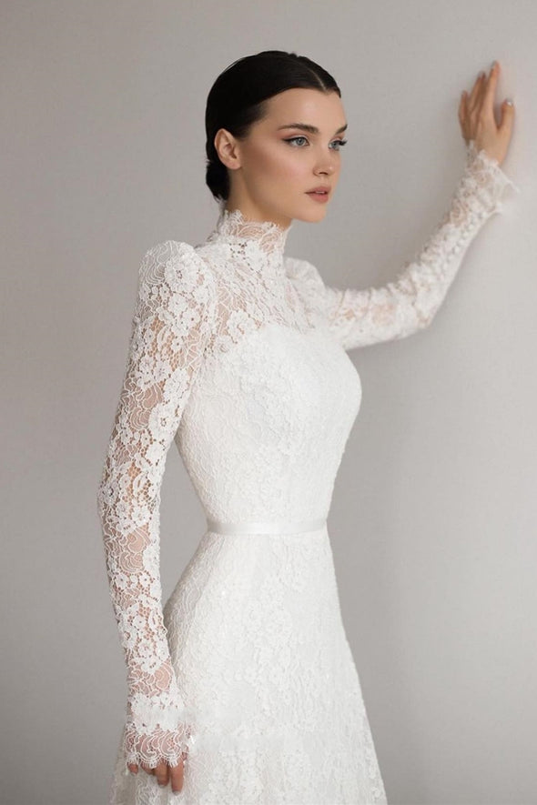 Vintage Lace Wedding Dresses Long Sleeves Mermaid Vestidos De Novia