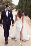 Modest Simple Long Wedding Gown With Split Court Train