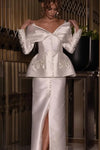 Long Sleeves Off The Shoulder Arabic Evening Dress