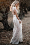 Champagne Lining Mermaid Lace Wedding Dresses DW251