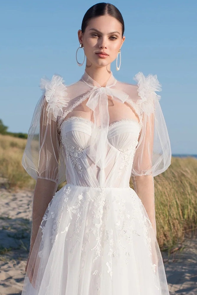 Bride Ball Gown Jacket Long Puffy Sleeves Wedding Jacket Bridal