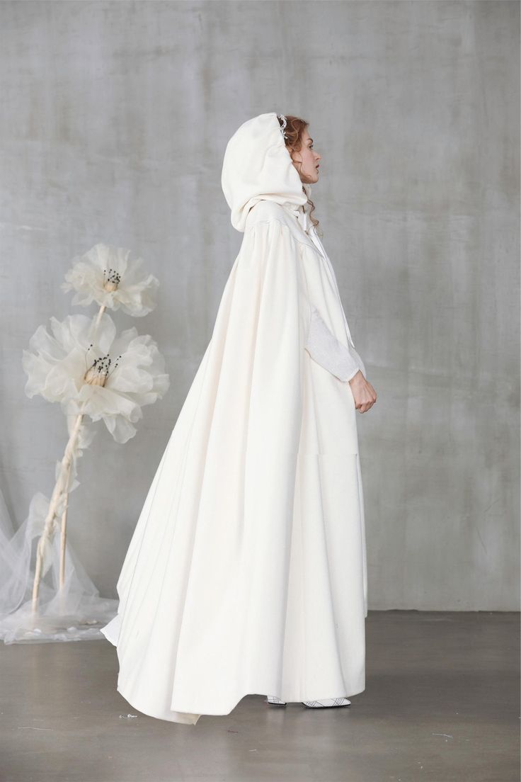 Autumn Winter Woolen Bridal Cape With Hood Autumn Winter Woolen Bridal Cape With Hood