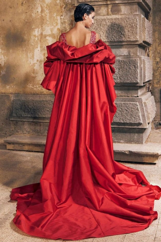 red dress with cape Red Ruffled Taffetta Special Occasion Evening Party Cape Jacket – TANYA BRIDAL