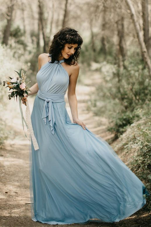 Fairy Long Modest Light Blue Bridesmaid Dresses TANYA BRIDAL Fairy Long Modest Light Blue Bridesmaid Dresses TANYA BRIDAL