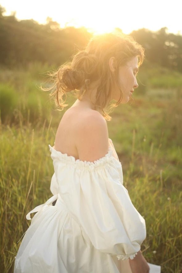 Off The Shoulder A Line Taffeta Long Wedding Dress