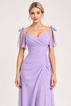 Sweetheart A Line Long Chiffon Bridesmaid Dress Floor Length