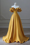 A-Line Satin Long Prom Dresses, Long Evening Dress