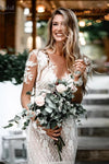Champagne Lining Mermaid Lace Wedding Dresses DW251