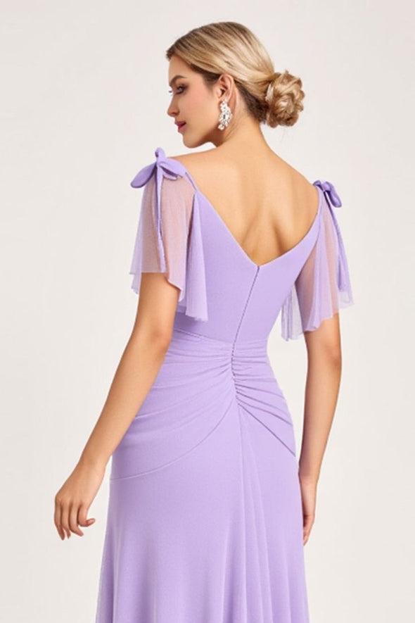 Sweetheart A Line Long Chiffon Bridesmaid Dress Floor Length