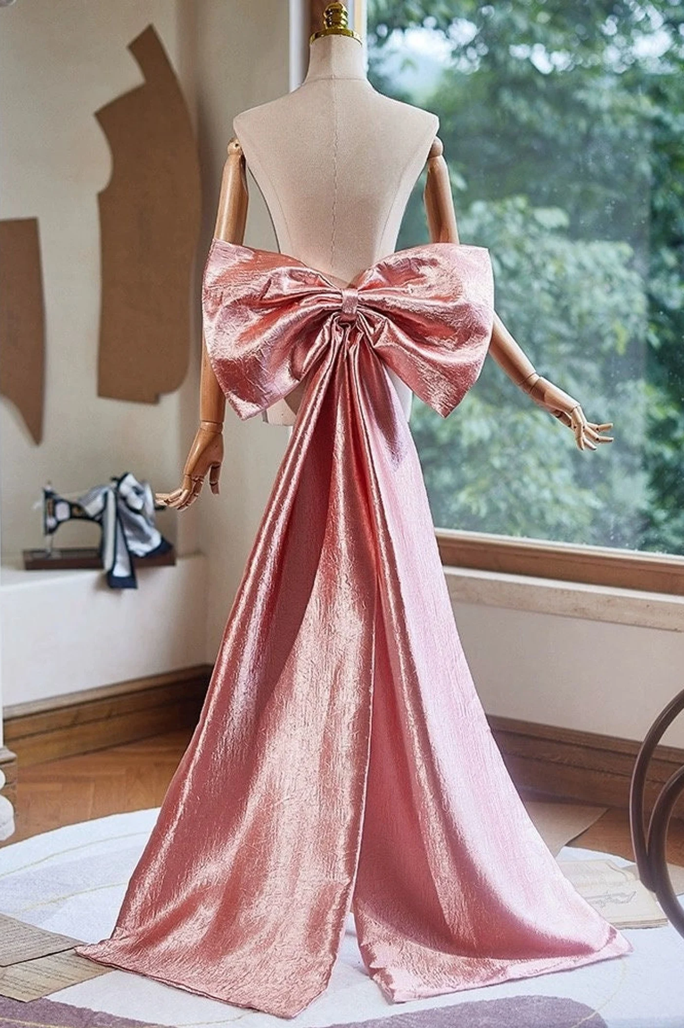 pink dress with big bow Fifth Avenue Bow Back Maxi Dress Baby Pink
