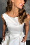 A Line Soft Satin Long Wedding Dress