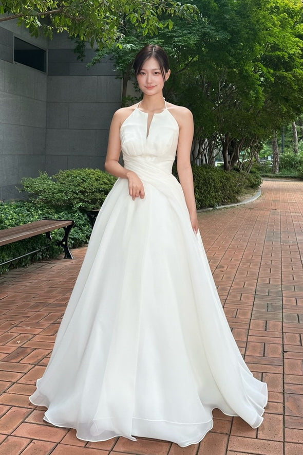 #DZ9309 A Line Strapless Long Organza Wedding Dress