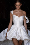 Taffeta Wedding Dresses Off The Shoulder Short Front Long back DW823