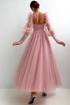 Dusty Pink A Line Prom Dress Full Sleeves
