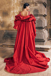 Red Taffeta Wedding Cape With Long Puff Sleeves ZJ163