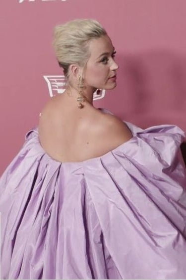 A Line Puffy Sleeves Lavender Taffeta  Prom Dress