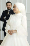 Organza Pearls Muslim Hijab Wedding Dress