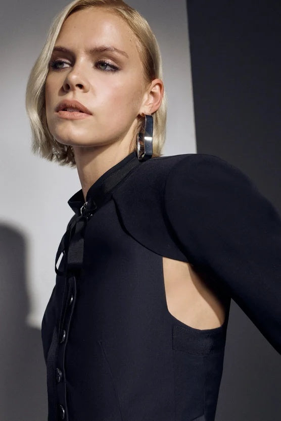 #DZ9441 Black Lady Jacket For Party