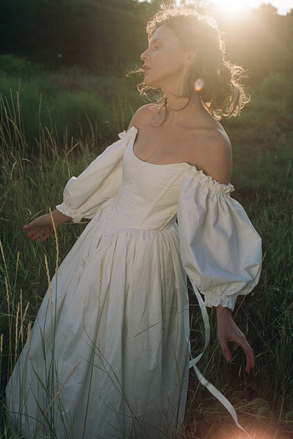 Off The Shoulder A Line Taffeta Long Wedding Dress
