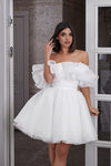 Off The Shoulder Ruffles A Line White Homecoming Dress