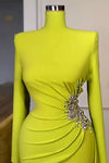 Olive Green Evening Dress High Collar Celebrity Dresses