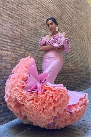 Pink Rose Mermaid Long Prom Dress TANYA BRIDAL Pink Rose Mermaid Long Prom Dress TANYA BRIDAL