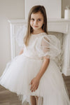 Short Front Long Back Beaded Sequins Flower Girl Dress
