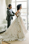 Romantic Big Leaf Lace A Line Wedding Dress 242231613