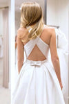 Satin Jewel Neckline Chapel Train A-line Wedding Dresses 242191453