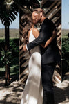 Simple Wedding Dress V Back Sheath Long Wedding Dress 242191436