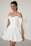 Off White Taffeta Short Wedding Dress / Homecoming Gown Off The Shoulder