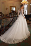 #DZ9422 Long Sleeves Bridal Gowns Soft A-Line Court Train Vestido De Novia