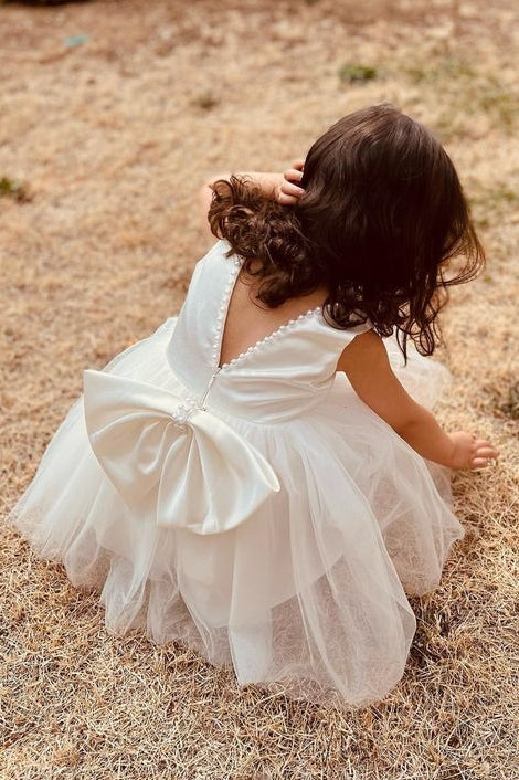 Sweet Little Girl Party Dress With Pearl Neckline TANYA BRIDAL Sweet Little Girl Party Dress With Pearl Neckline TANYA BRIDAL