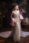 Pink Shine Wedding Cape With Long Train  ZJ311